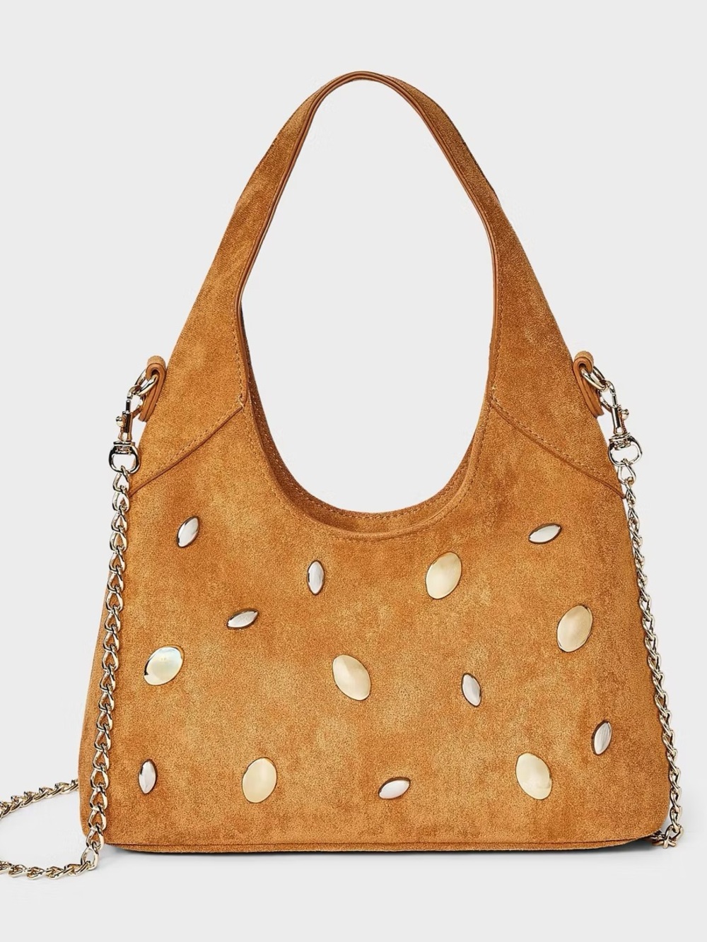 Universal Thread Tan Suede Shoulder Bag with Gold Accents